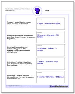 Mixed Addition Worksheet and Subtraction Worksheet Word Problems Worksheet 2 /worksheets/word-problems.html