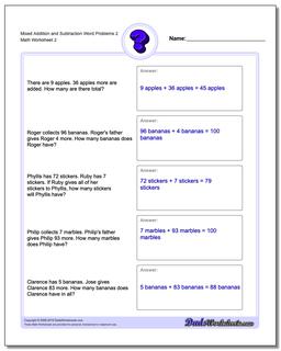 Mixed Addition Worksheet and Subtraction Worksheet Word Problems Worksheet 2 #Word #Problems #Worksheet