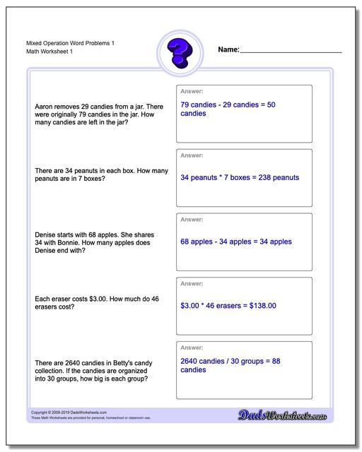 Keywords For Math Operations Chart