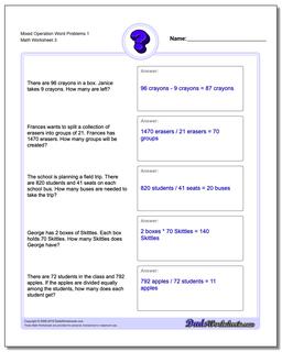 Word Problems: Mixed Operation Word Problems