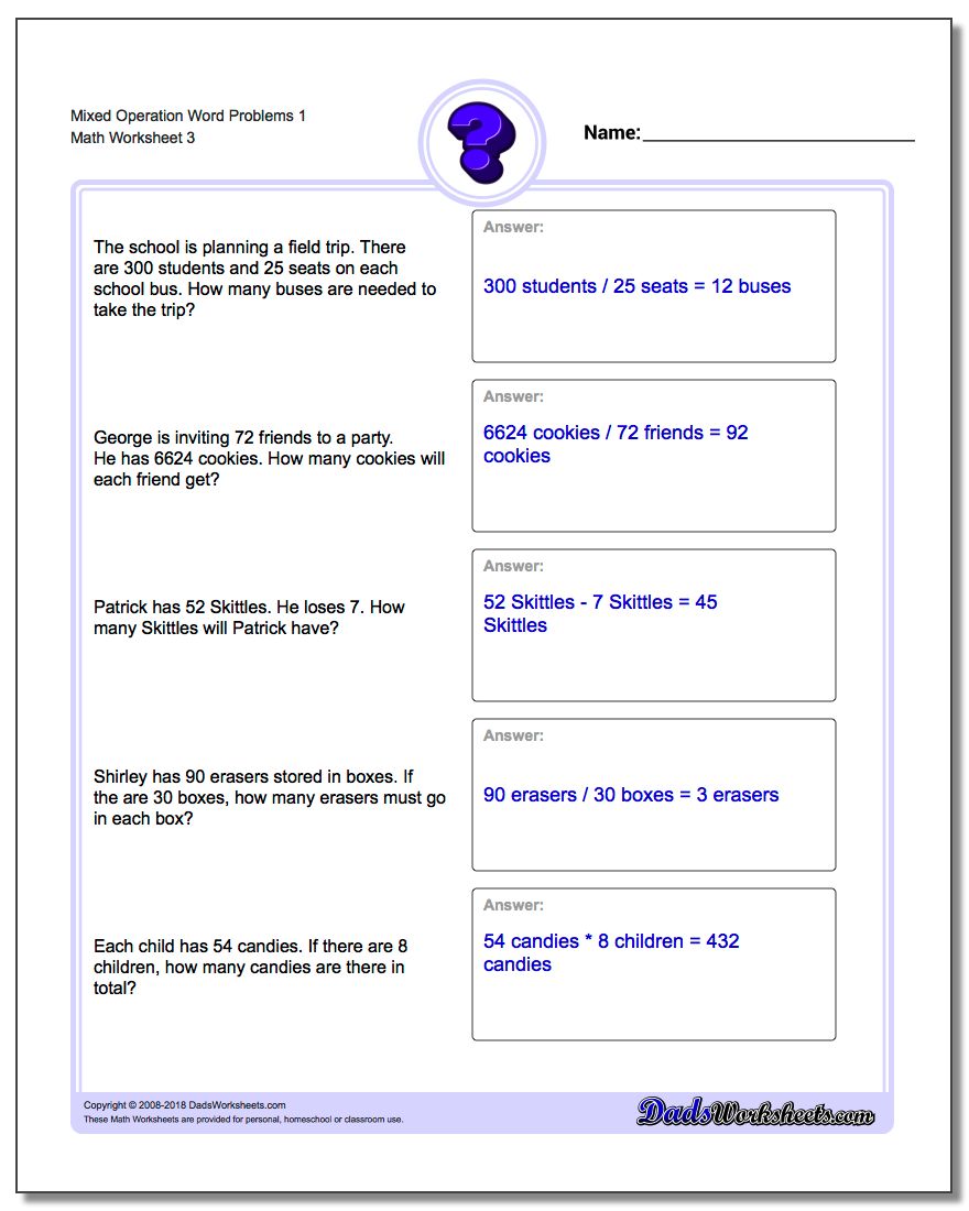 Mixed Operation Word Problems