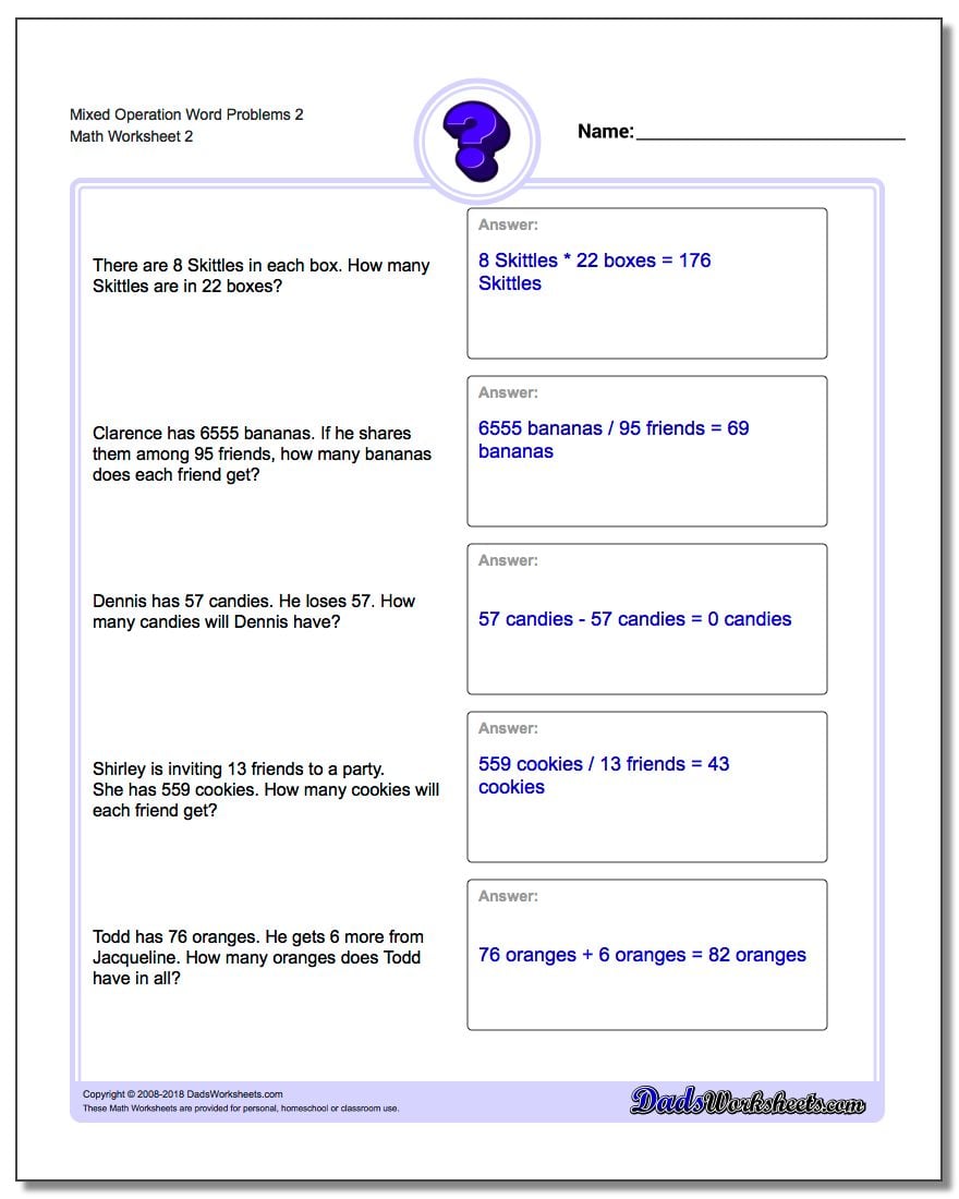 Word Problems Mixed Numbers Worksheet