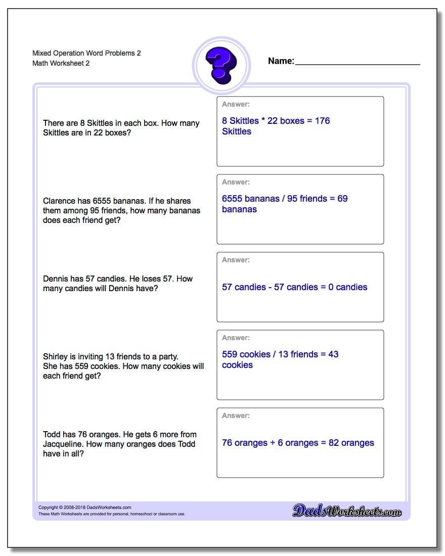 Mixed Operation Word Problems