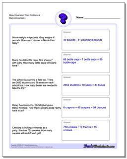 Mixed Operation Word Problems Worksheet 2