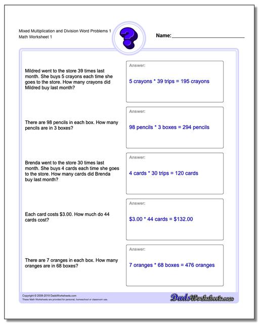 Division Chart With Answers