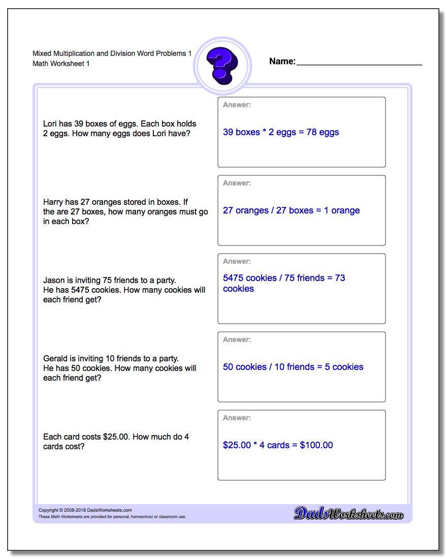 Mixed Multiplication and Division Word Problems