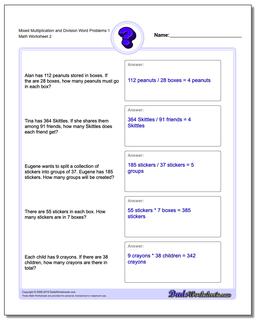 3rd grade math worksheets word problems multiplication and division