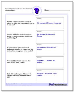 word problems mixed multiplication and division word problems