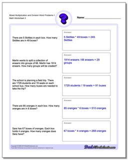 Word Problems: Mixed Multiplication And Division Word Problems