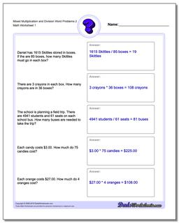 Word Problems Worksheet Mixed Multiplication Worksheet and Division Worksheet 2