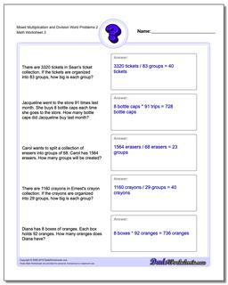 Mixed Multiplication Worksheet and Division Worksheet Word Problems Worksheet 2