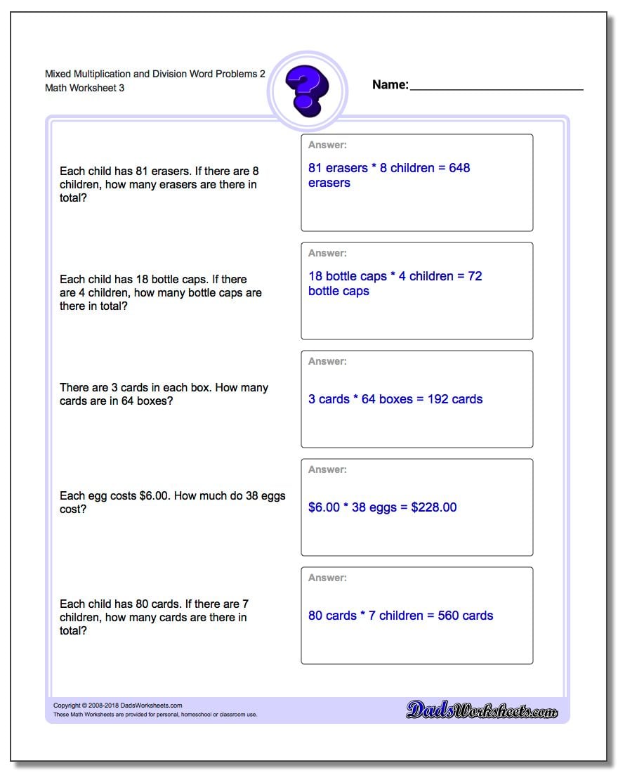 Mixed Multiplication and Division Word Problems