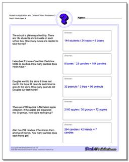 Mixed Multiplication Worksheet and Division Worksheet Word Problems Worksheet 2