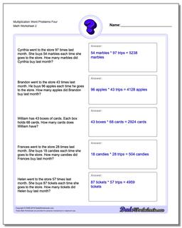 Multiplication Worksheet Word Problems Worksheet Four /worksheets/word-problems.html