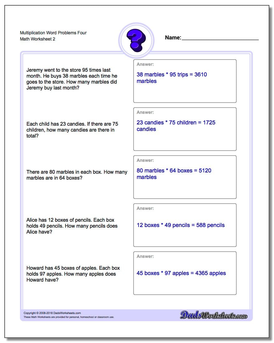 Multiplication Word Problems