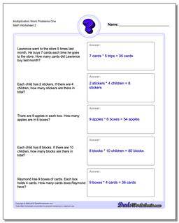 Multiplication Worksheet Word Problems Worksheet One /worksheets/word-problems.html