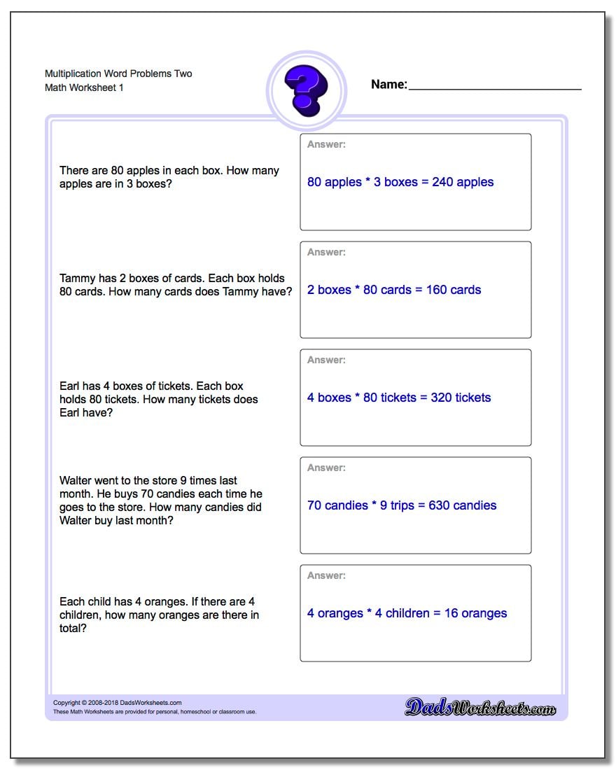 worksheet 4th Grade Multiplication Word Problems multiplication word problems worksheet two