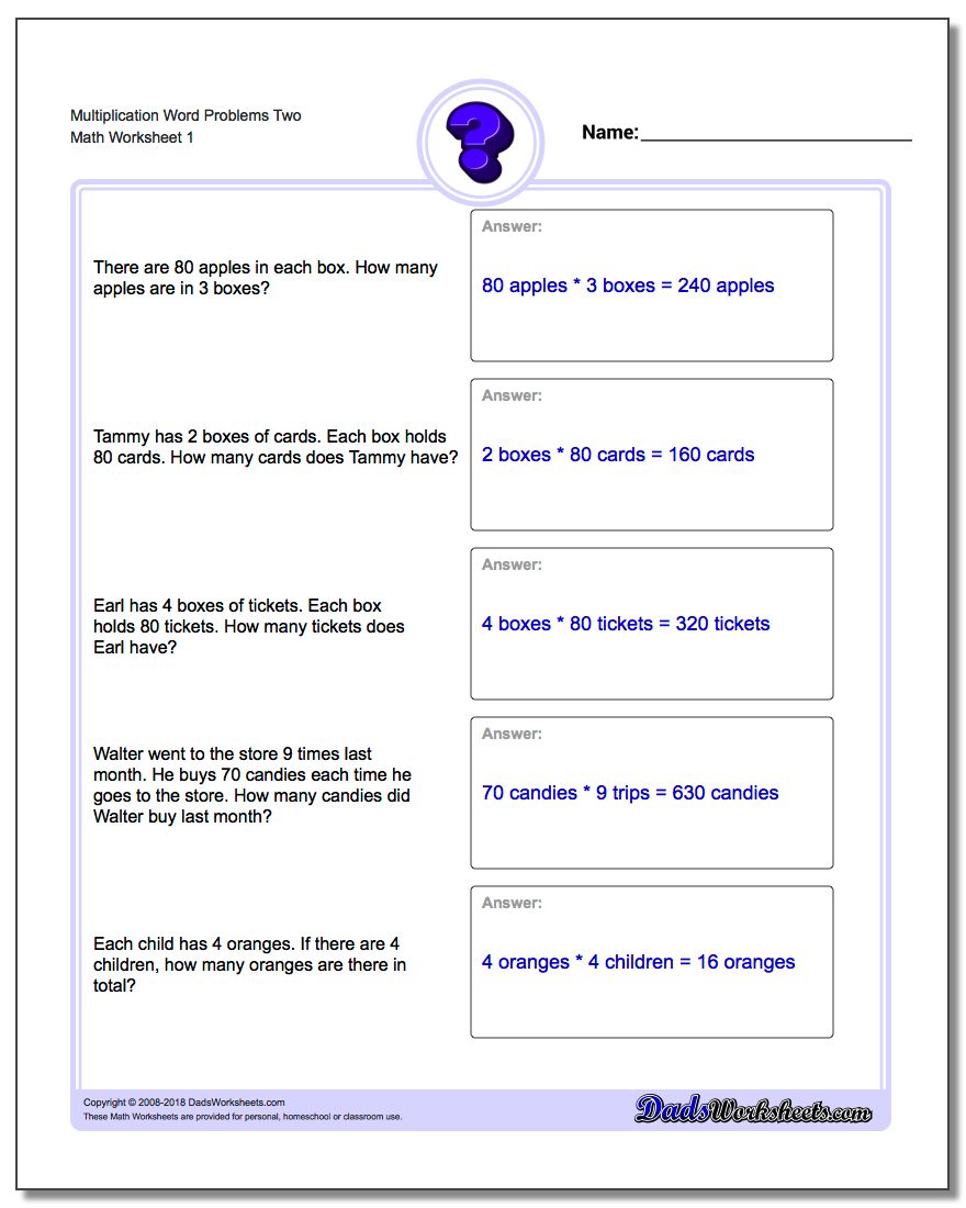 Worksheet On Multiplication Word Problems