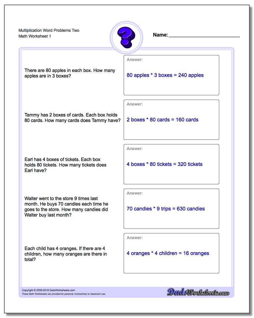  Multiplication Word Problems 