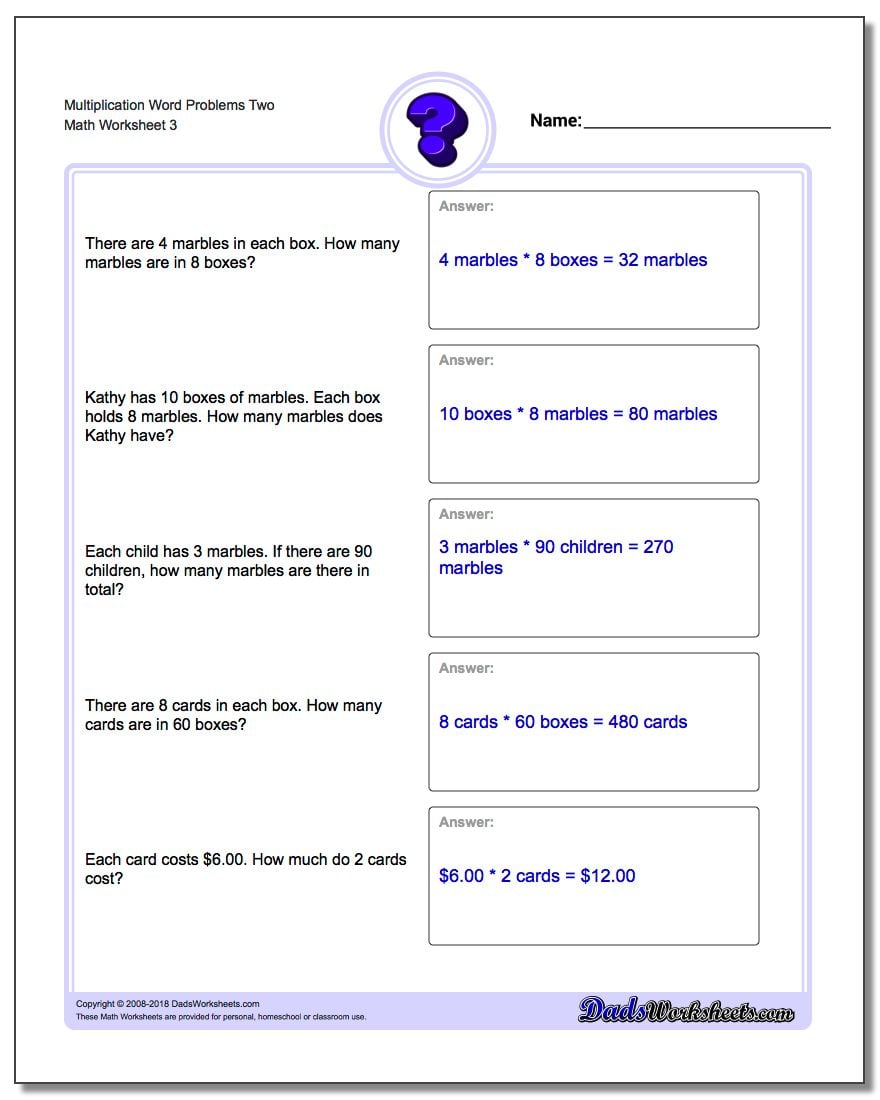 Multiplication Word Problems