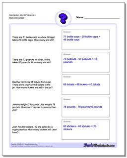 Word Problems Worksheet Subtraction Worksheet 4