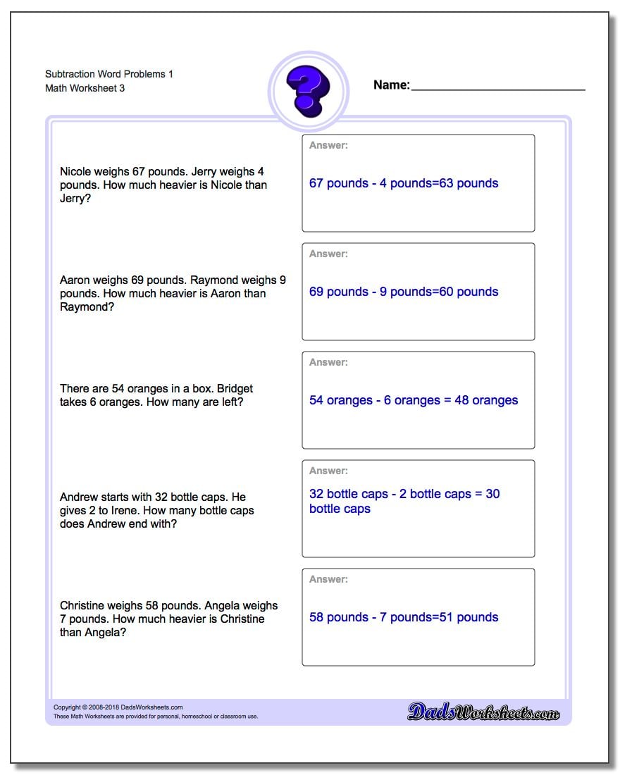 Subtraction Word Problems