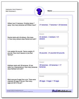 Subtraction Worksheet Word Problems Worksheet 2 /worksheets/word-problems.html