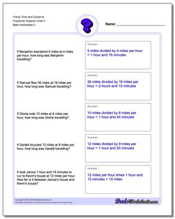 Travel Time and Distance Fraction Worksheetal Imperial Units 4 /worksheets/word-problems.html