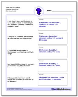 Travel Time and Distance Fraction Worksheetal Metric Units 1 /worksheets/word-problems.html