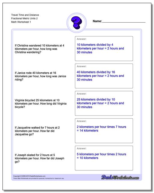 Travel Time Word Problems (Metric)