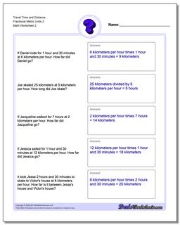 Travel Time and Distance Fraction Worksheetal Metric Units 2 /worksheets/word-problems.html