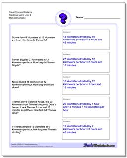 Travel Time and Distance Fraction Worksheetal Metric Units 4 /worksheets/word-problems.html