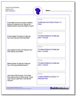 Travel Time and Distance Imperial Units 1 Worksheet