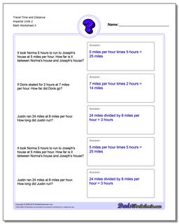 Travel Time and Distance Imperial Units 2 Worksheet