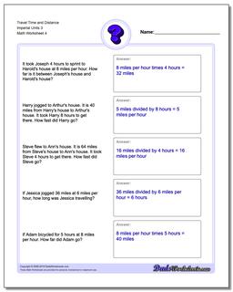 Travel Time and Distance Imperial Units 3 Worksheet