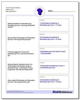 Travel Time and Distance Metric Units 2 /worksheets/word-problems.html Worksheet